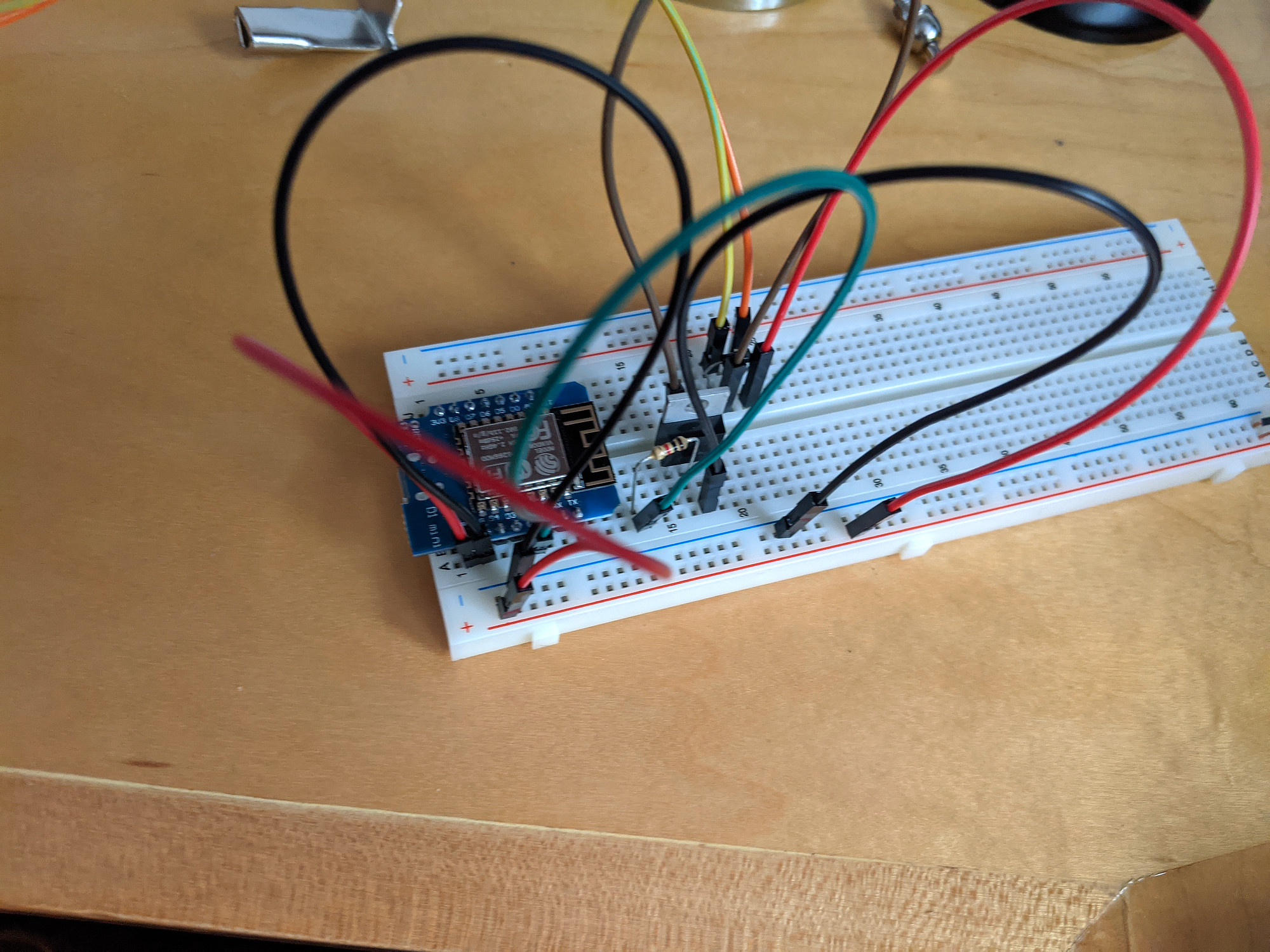 Testing the circuit on a breadboard